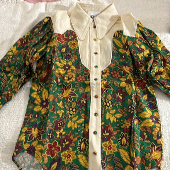ALÉMAIS Isabella paneled floral-print linen blouse size 6 AUS - Picture 10 of 13
